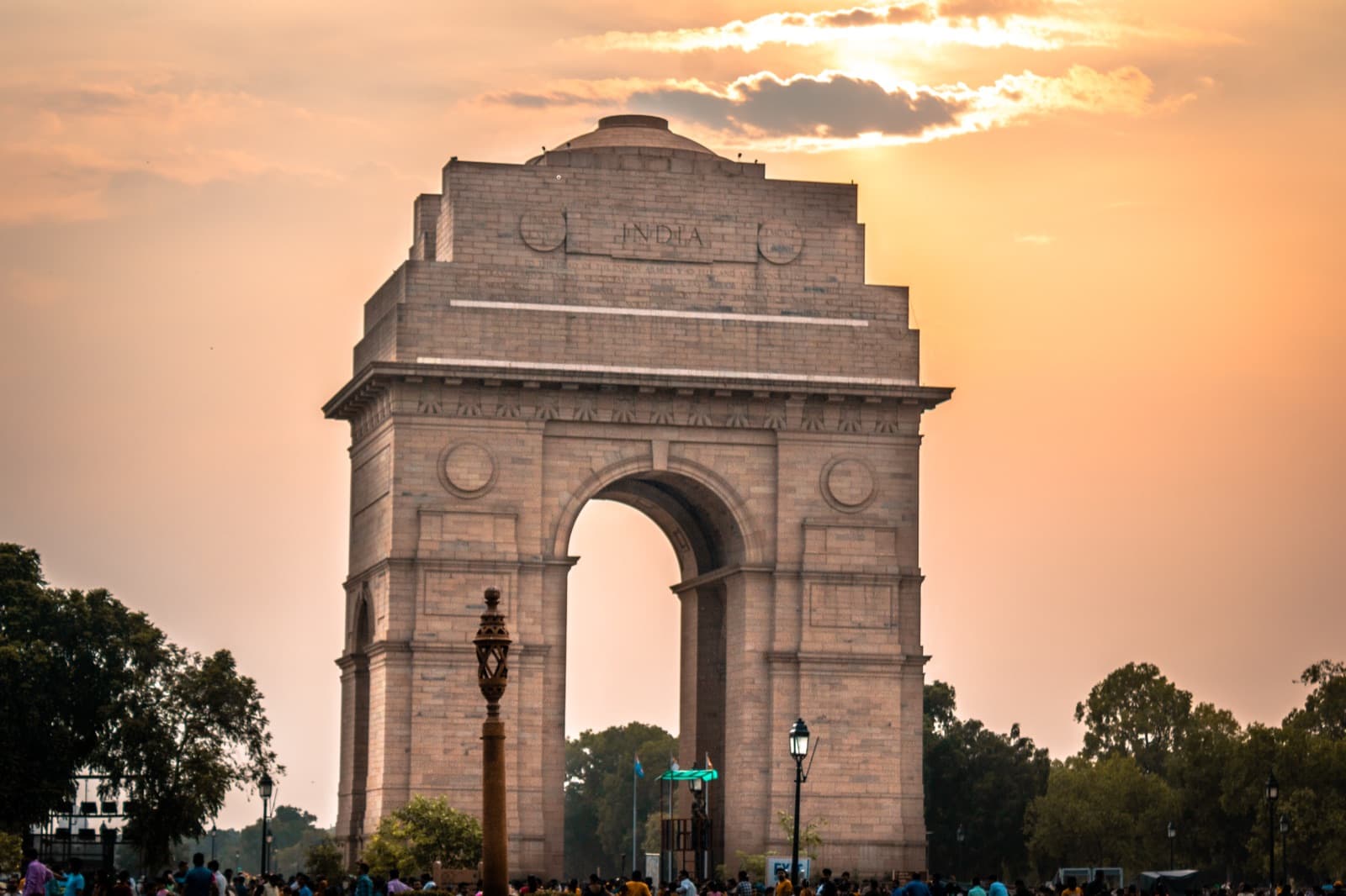 India Gate in New Delhi at sunset